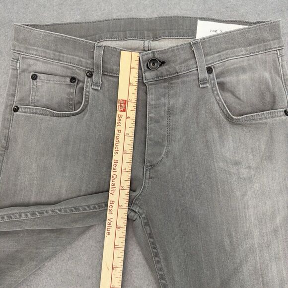 Rag & Bone Jeans Mens 32x34 Aged Gray Fit 1 Skinny Leg Button Fly Made in USA - Picture 8 of 11